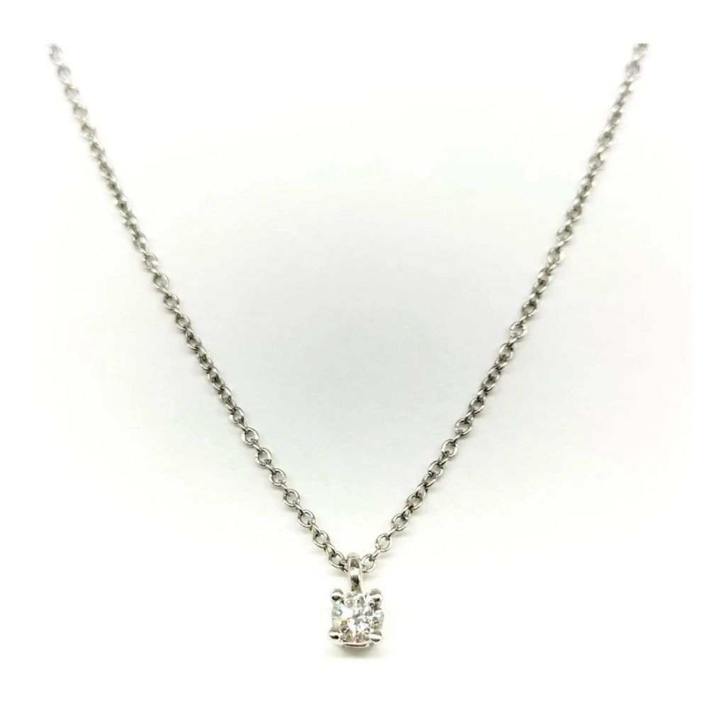 Tiffany and Co. Pendant Necklace Solitaire Diamond Platinum - Picture 2 of 10